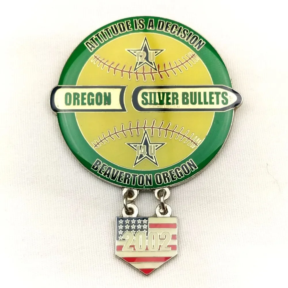 Oregon Silver Bullets Beaverton Softball  Pin Button Vintage 2002